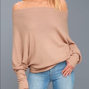 LULU’S Very Cool Beige Thermal Long Sleeve Top (S)
